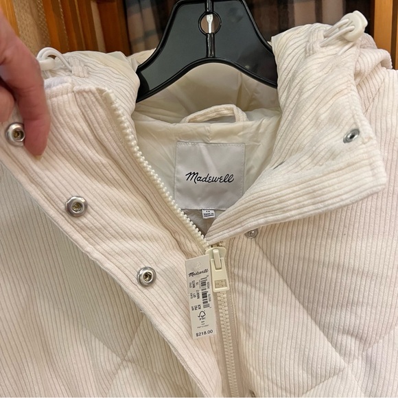 NWT Madewell Cream Corduroy Holland Quilted Puffer Parka Jacket sz 1X - Picture 7 of 17